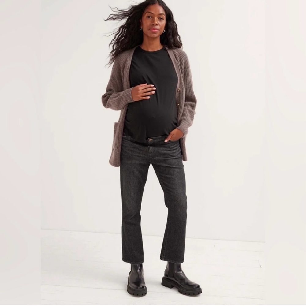 Hatch Black The Crop Cropped Maternity Jeans Size Small 30 In Black Onyx